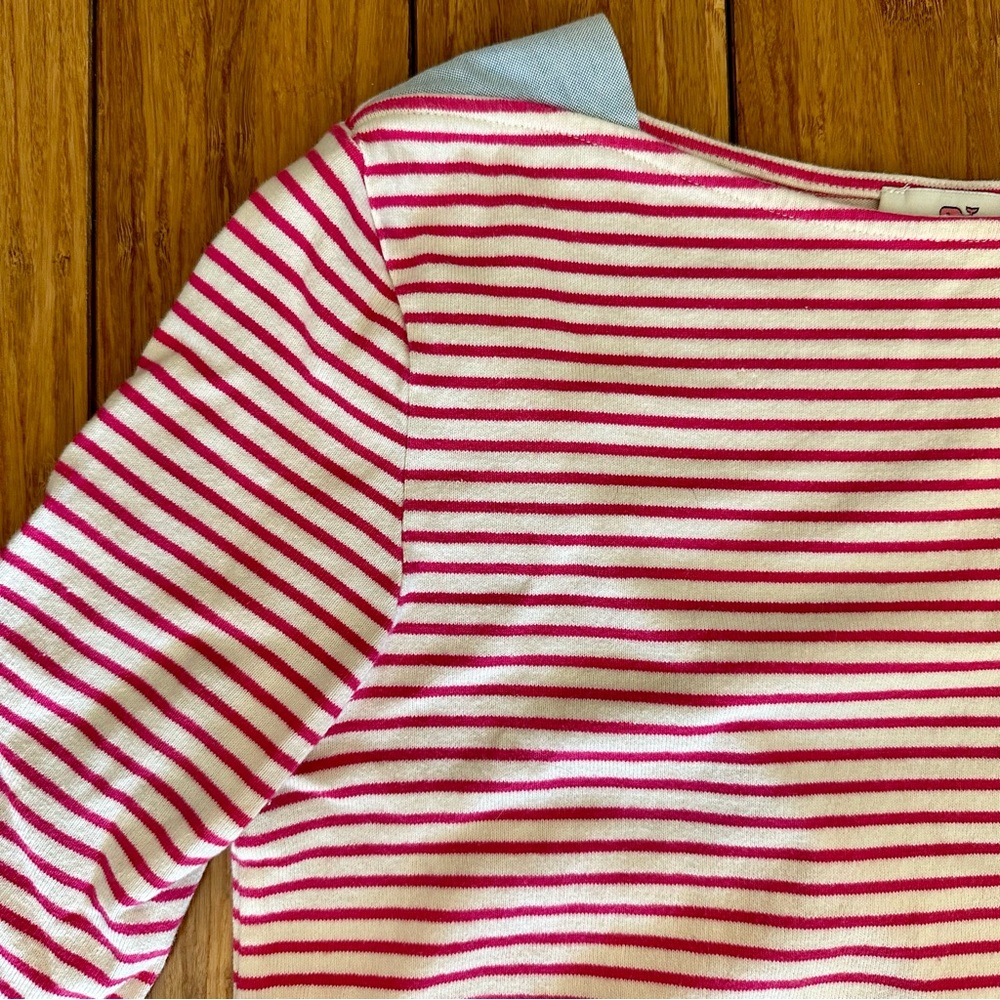 Vineyard Vines Stripe Boatneck Top With Oxford Trim
